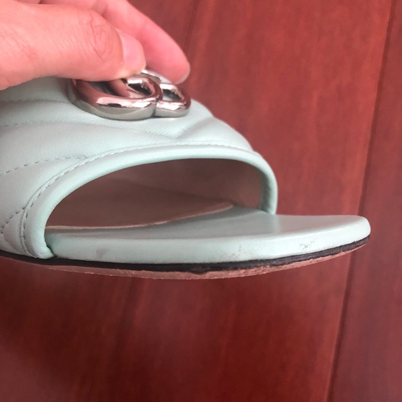 Gucci Marmot GG slide sandals mules . Mint green & Chevron quilted Eu 37 US 7 - Picture 12 of 16